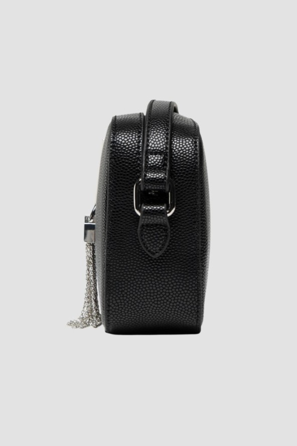 VALENTINO Mała czarna torebka o teksturze skóry z ozdobnym V divina haversack SS26