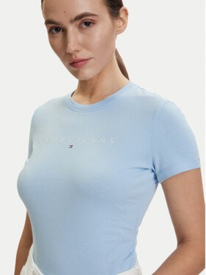 Tommy Jeans T-Shirt DW0DW18398 Niebieski jasny Slim Fit