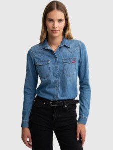Koszula damska jeansowa slim niebieska Norra 236