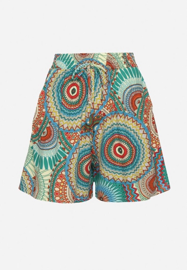 Zielone Szorty z Bawełny ze Wzorem Boho Kolariela