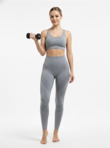 Legginsy z wysokim stanem i kontrastowymi wstawkami - szary
