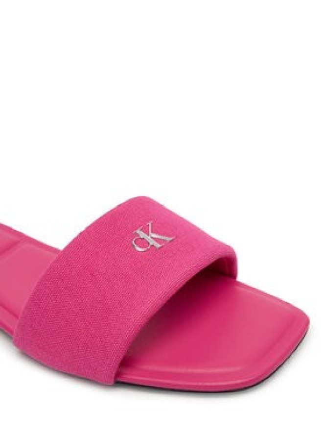 Calvin Klein Klapki Square Flat Sndl Canvas Hw HW0HW03129 Różowy