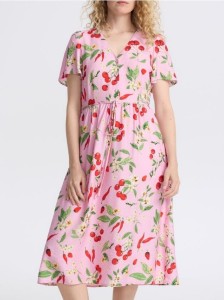 Wzorzysta sukienka midi z wiskozą - wielobarwny