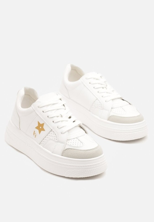 Biało-Złote Sneakersy Vices na Platformie z Gwiazdką Fenarra