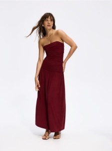 Sukienka maxi z modalem - mahoniowy