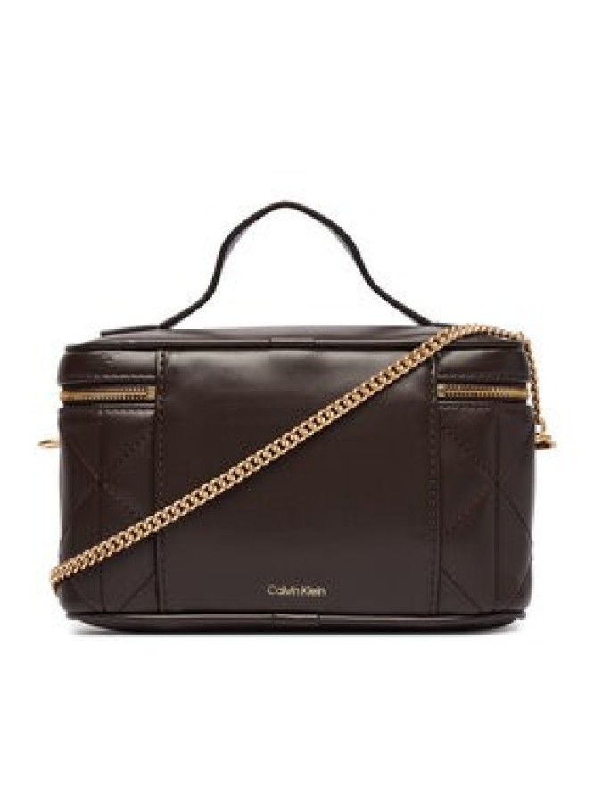 Calvin Klein Torebka Quilted Beauty Case On Chain LV04F1123G Brązowy ciemny