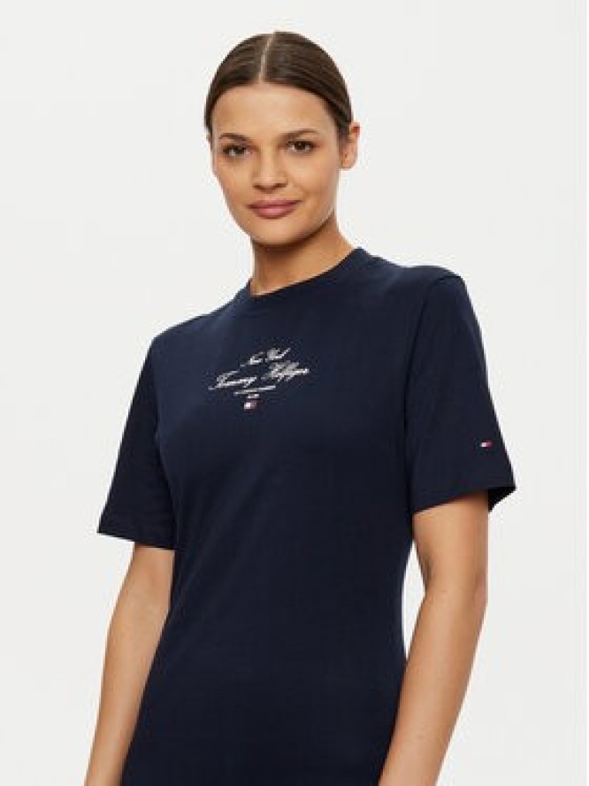 Tommy Hilfiger Sukienka codzienna Short Sleeve Short Dress WW0WW43830 Granatowy Slim Fit