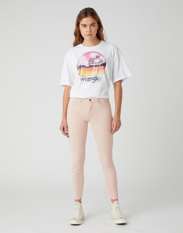 DAMSKIE SPODNIE JEANSOWE WRANGLER SKINNY CROP NATURAL PINK W28M-JT-30L 112128465