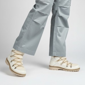 Białe Botki Kampa Damskie Ocieplane Obuwie