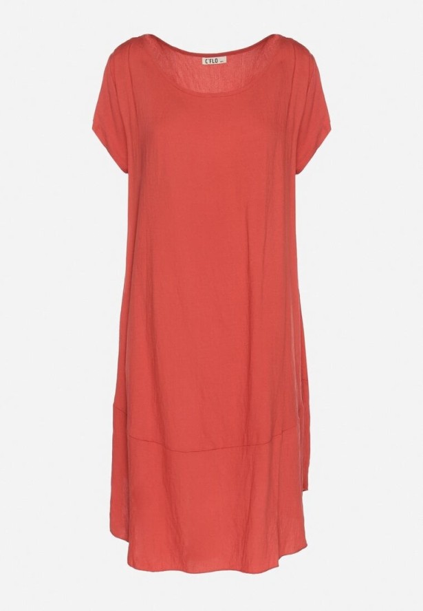 Czerwona Rozkloszowana Wiskozowa Sukienka Trivoria