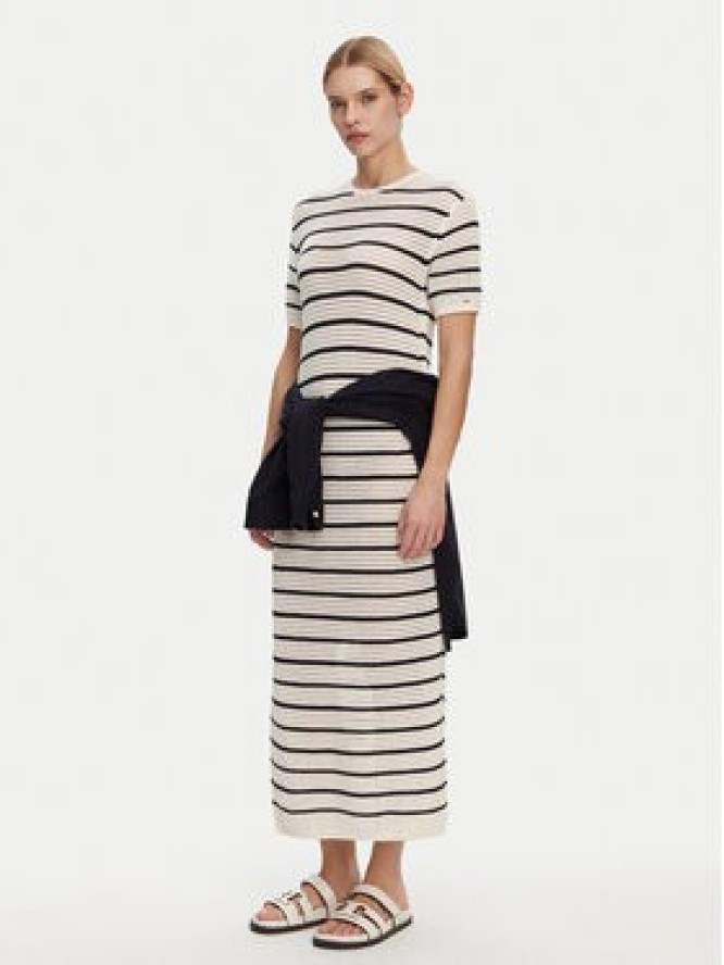 Tommy Hilfiger Sukienka letnia Pointelle WW0WW44489 Beżowy Slim Fit