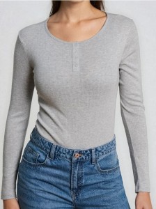 Body z długimi rękawami i guzikami - szary