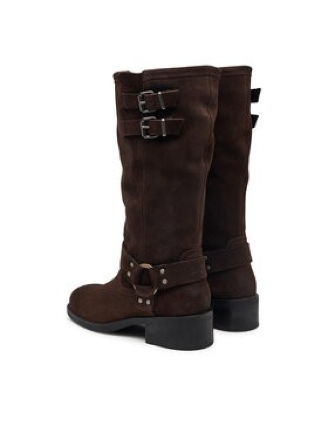 Tommy Jeans Oficerki Tjw Brushed Suede Biker Boots EN0EN03110 Brązowy ciemny