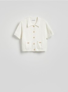 Bawełniany kardigan z guzikami - złamana biel