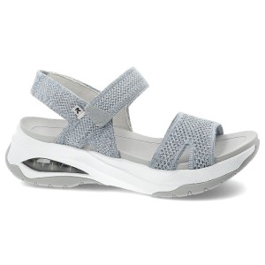 Sandały damskie Rieker, na grubej platformie materiałowe na rzepy sportowe, niebieskie, W3152-10