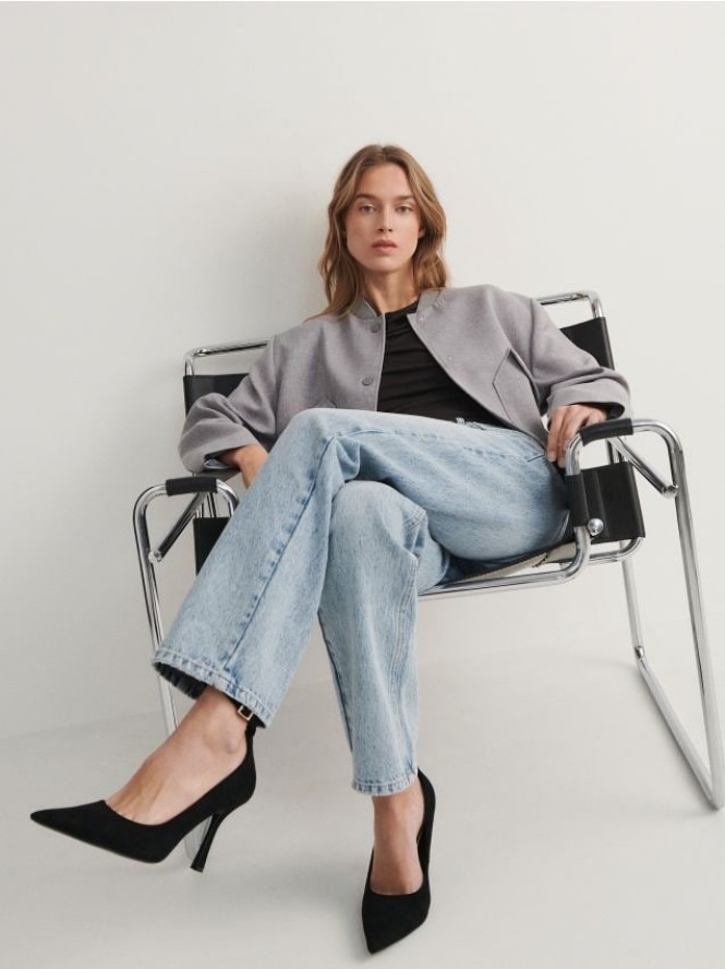 Czółenka z zapięciem wokół kostki - czarny