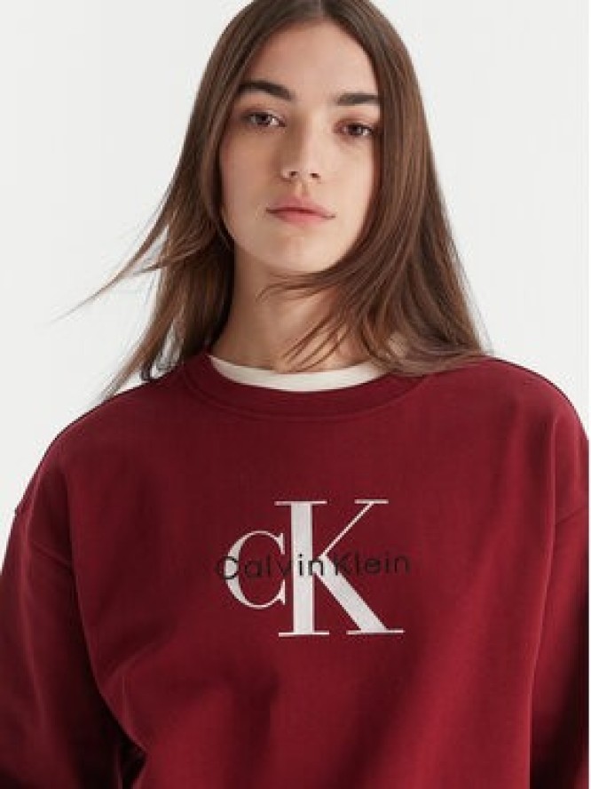 Calvin Klein Jeans Bluza Monologo LV047B234G Bordowy Relaxed Fit