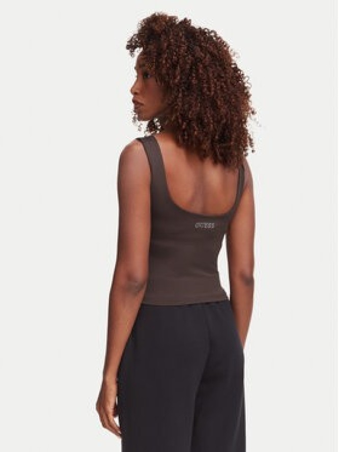 Guess Top V6YP18 K4788 Brązowy ciemny Slim Fit