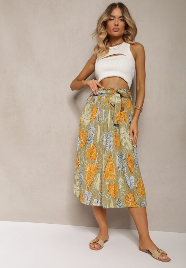 Jasnozielone Spodnie Szwedy z Bawełną High Waist Wykończone Gumką w Talii Pasefia