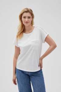 Bawełniany t-shirt z kieszonką biały