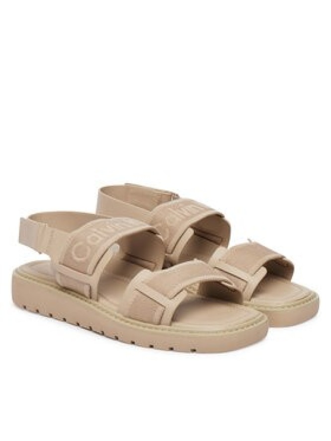 Calvin Klein Sandały Sq Molded Sandal Webb HW0HW02872 Beżowy