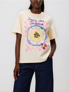 T-shirt z nadrukiem - kremowy
