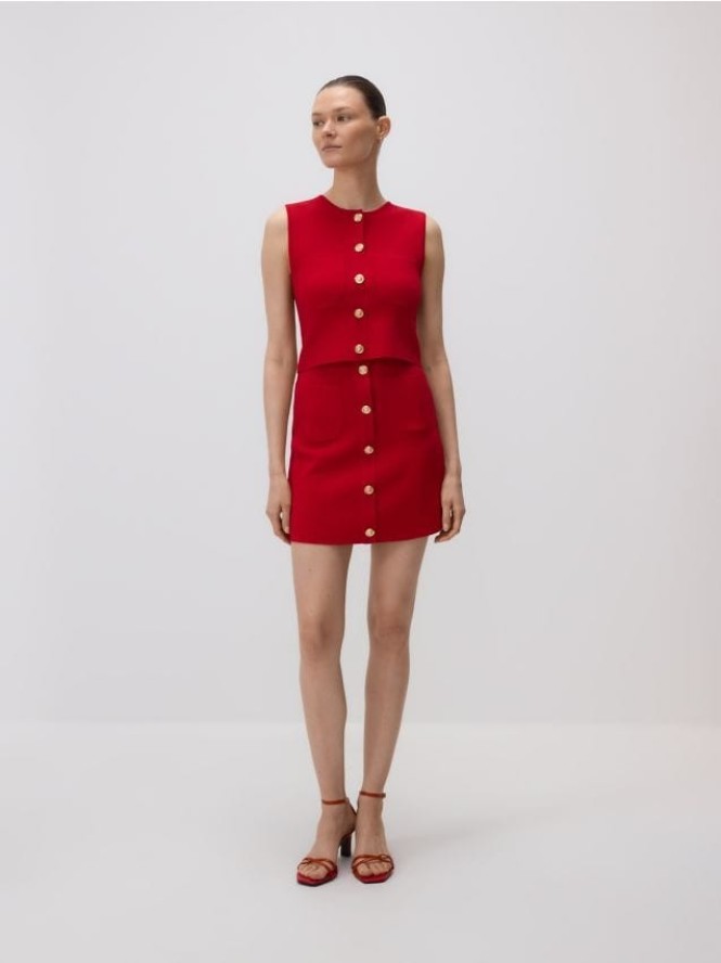 Dzianinowa kamizelka - czerwony