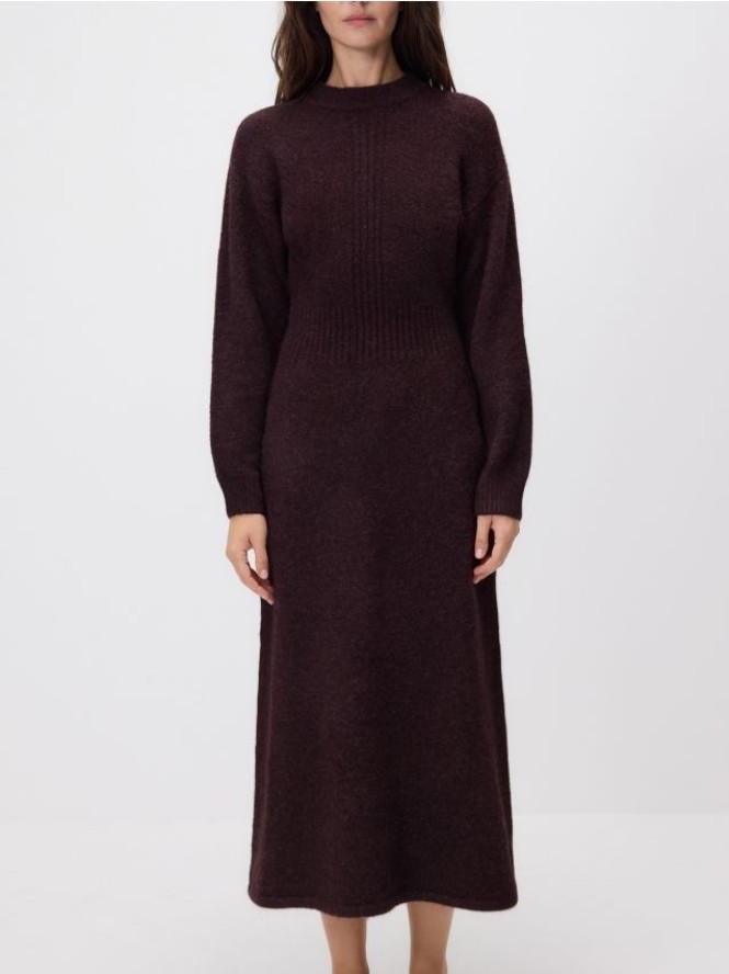 Sukienka z domieszką wełny - mahoniowy