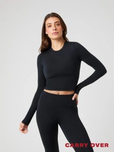bjorn_borg STUDIO SOFT CROPPED LONGSLEEVE – poliester z recyklingu – BLACK