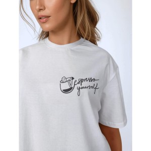 Biały T-shirt Damski Espresso Yourself BeShaped