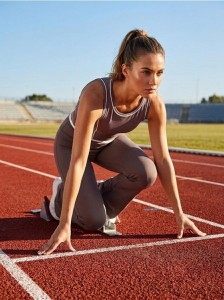 Legginsy flare z kontrastową lamówką - brązowy