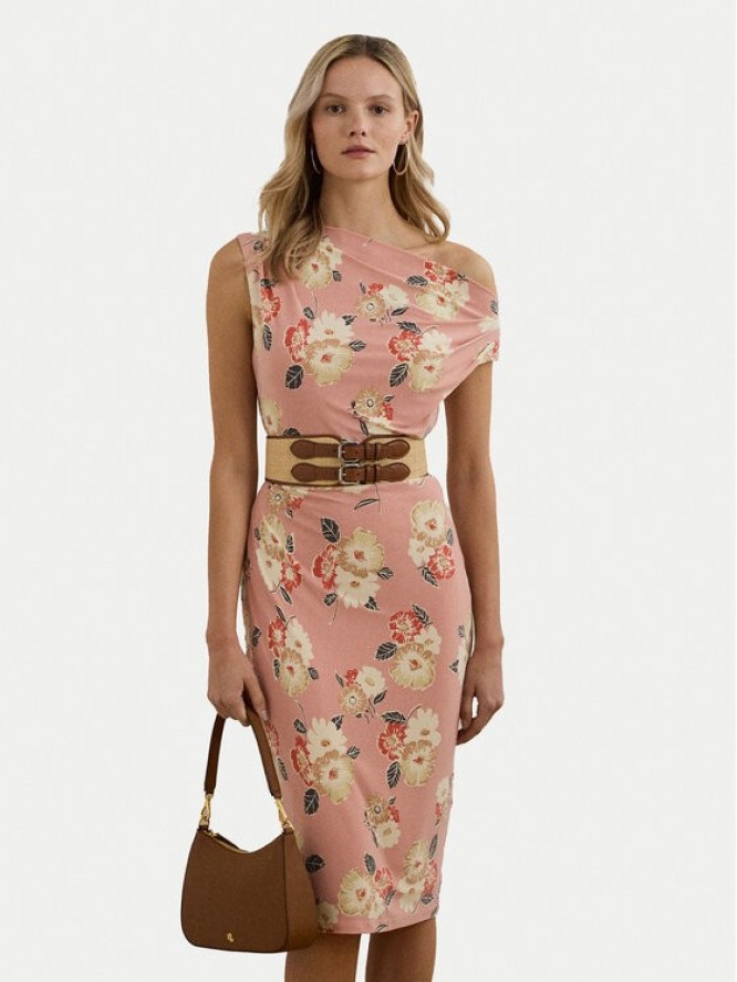 LAUREN RALPH LAUREN Sukienka koktajlowa 250964083001 Różowy Slim Fit