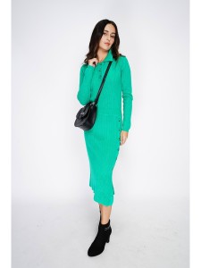 ASSUILI Sukienka dzianinowa w kolorze zielonym rozmiar: 42