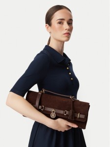 Tommy Hilfiger Torebka American Icon Clutch Suede AW0AW19515 Brązowy