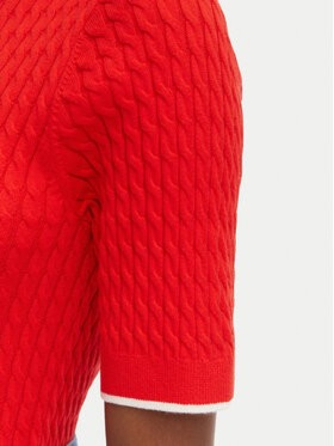 Tommy Hilfiger Sweter Fine Gg Cable Boat WW0WW50103 Czerwony Regular Fit