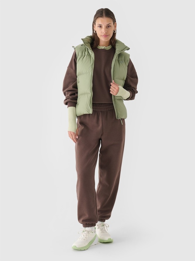 4F Bezrękawnik puchowy z naturalnym wypełnieniem damski - oliwkowy/khaki XL