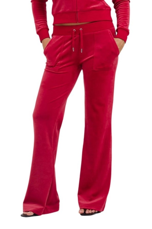 JUICY COUTURE Czerwone damskie spodnie dresowe Layla Low Rise, Rozmiar M