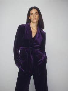 Marynarka z wiązaniem - ciemnofioletowy