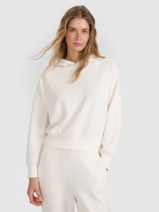 4F Bluza dresowa nierozpinana z modalem damska - biała S