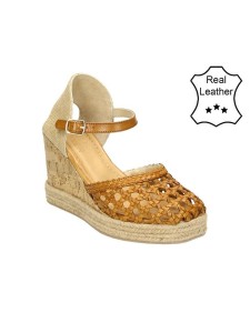 Bullboxer Skórzane czółenka w kolorze jasnobrązowym na koturnie rozmiar: 38