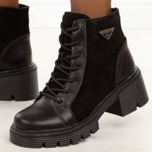 Czarne skórzane botki damskie Filippo Dbt6495/25