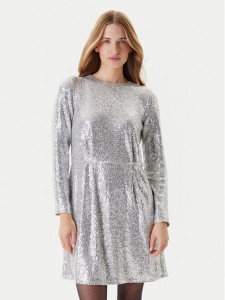 United Colors Of Benetton Sukienka koktajlowa 4RO6DV0AC Srebrny Regular Fit