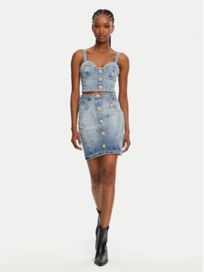 Balmain Top DF1AA345DE53 Niebieski Slim Fit