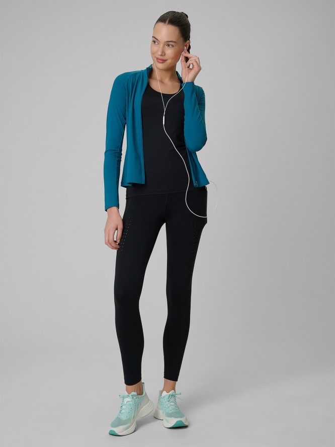 4F Top treningowy slim szybkoschnący damski - czarny XS