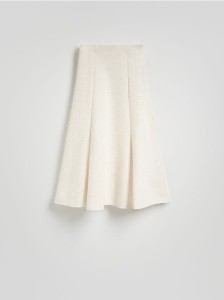 Tweedowa spódnica z zakładkami - złamana biel