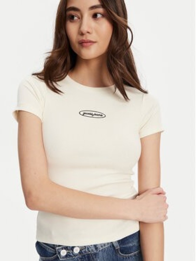Guess Jeans T-Shirt W5YP37 KA0H1 Écru Slim Fit