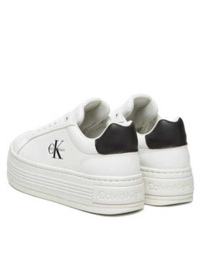 Calvin Klein Jeans Sneakersy Bold Flatf Low Lace Lth YW0YW01878 Biały