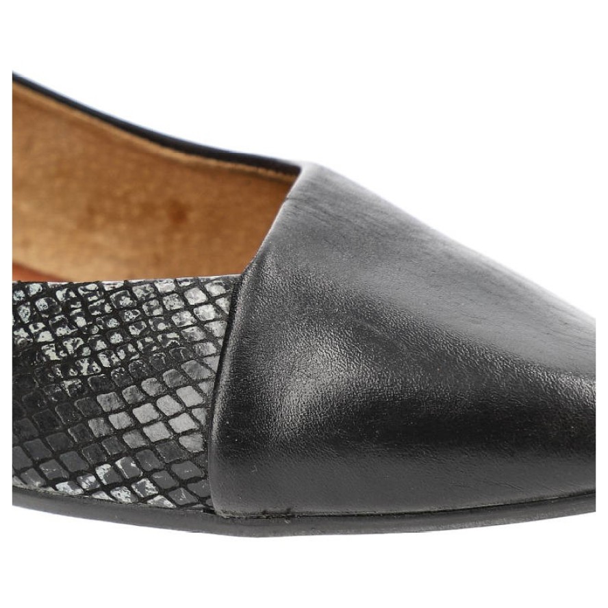 Czarne Baleriny Maciejka Wygodne Skórzane Półbuty