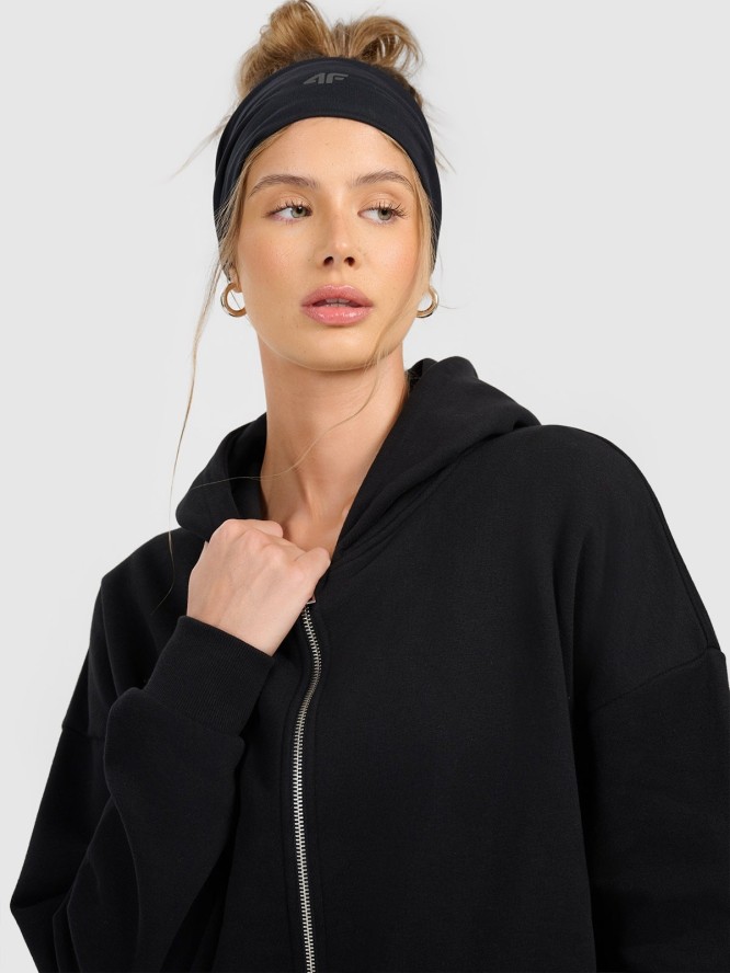 4F Bluza dresowa rozpinana z kapturem damska - czarna XL