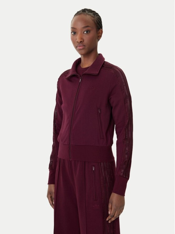 adidas Bluza Firebird Lace KC6451 Bordowy Slim Fit